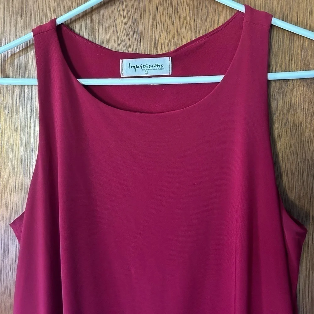 Impressions red and white sleeveless tassel dress size M